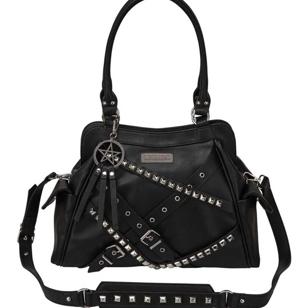 Killstar Black Crossbody Bag with Silver Accents